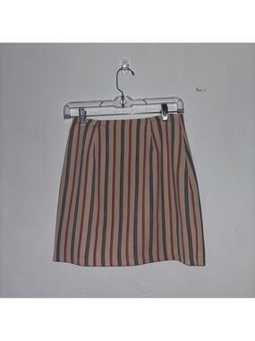 The Fifth Label Beige Burgundy Striped Y2K Mini Skirt XXS